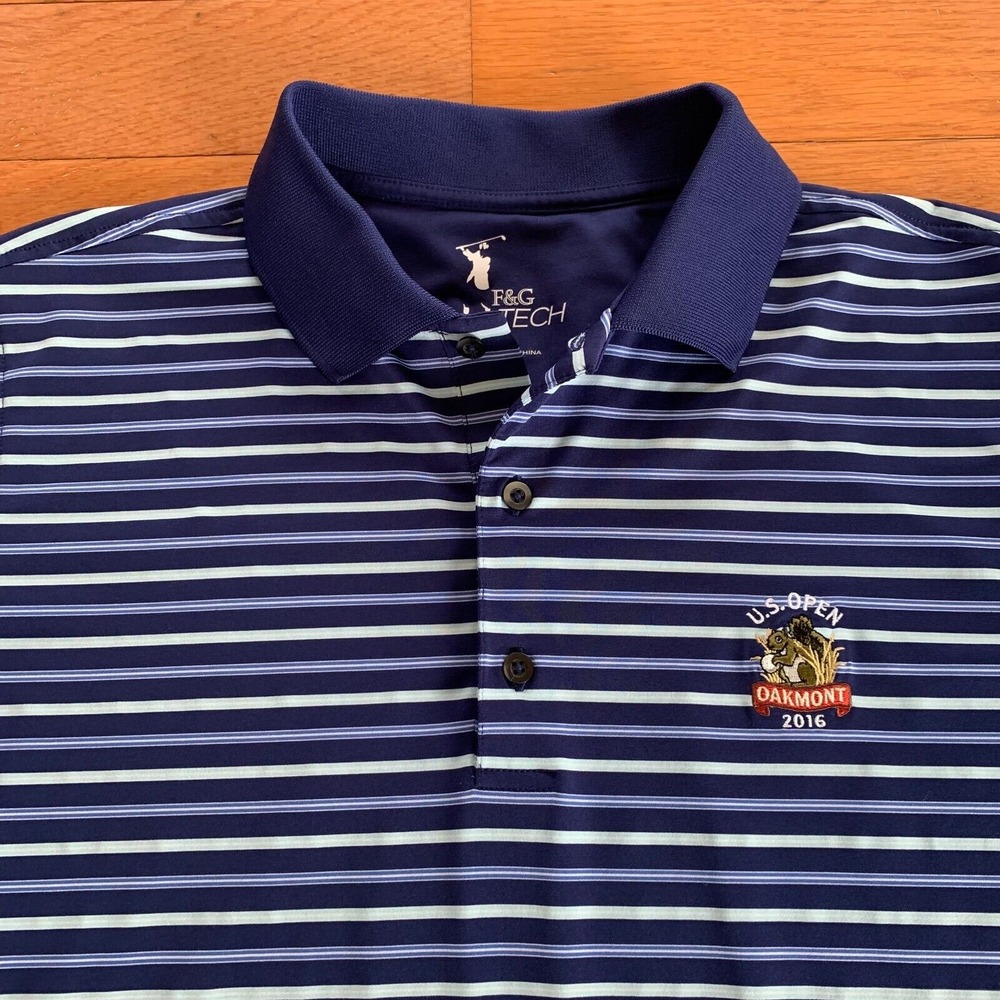 Fairway & Greene F&G Tech Performance Golf Polo Mens L Striped US Open Oakmont